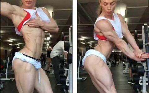 全身體脂接近為0， 外國超猛的健美女子讓肌肉男跪舔！